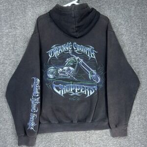 Vintage Orange County Chopper Hoodie Mens Large Faded Black Distressed Y2K